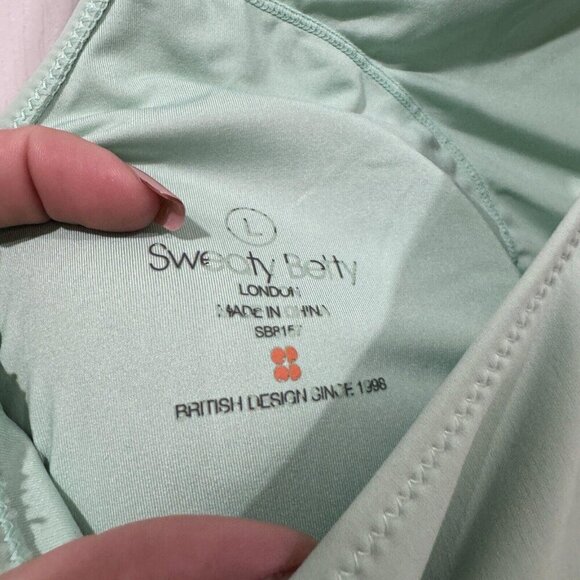 Sweaty‎ Betty Sports Workout Bra green Blue Size Large L athletic Workout - Picture 4 of 6